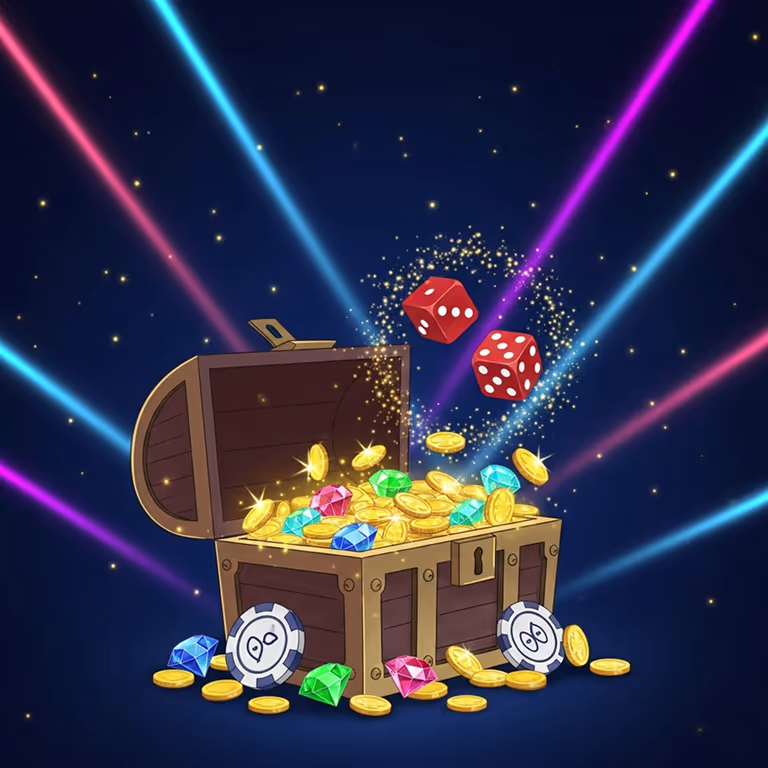 Rainbet Casino displaying poker chips stacked on a glowing green surface.